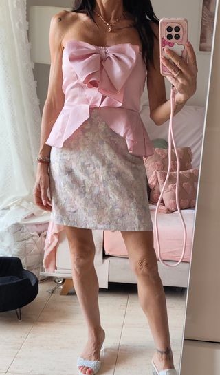 Vestido rosa lazo - Talla S