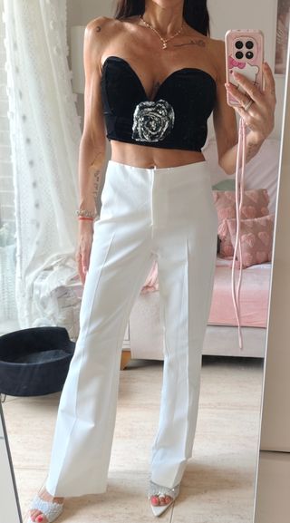 Top negro lentejuelas - talla S