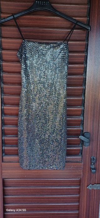 Mini abito paillettes argento