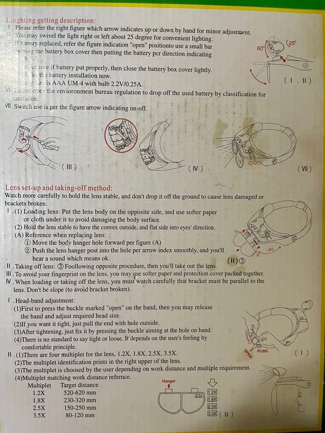 Visor lupa LED 4 lentes