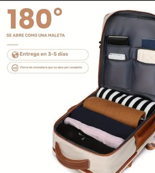 Mochila para avión beige-marrón  