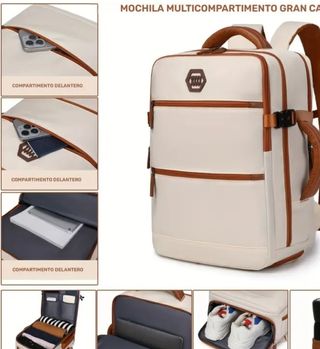 Mochila para avión beige-marrón  