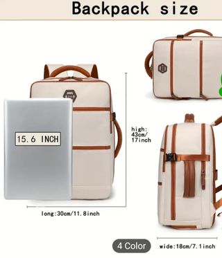 Mochila para avión beige-marrón  