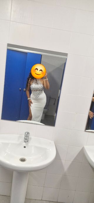 Vestido gitana boda - plata y blanco