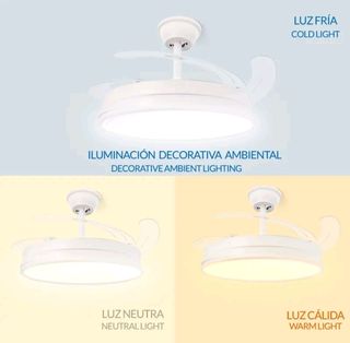 Ventilador techo blanco con luz.