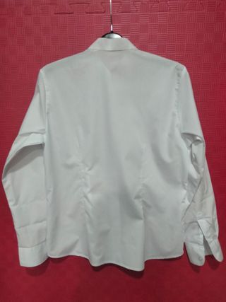 Camisa blanca mujer cuello mao manga larga Roger