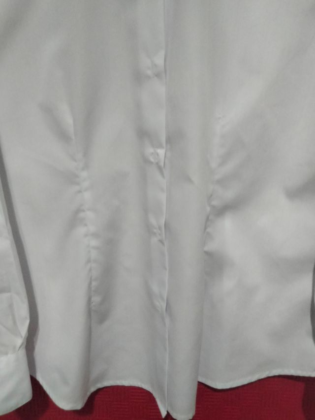 Camisa blanca mujer cuello mao manga larga Roger