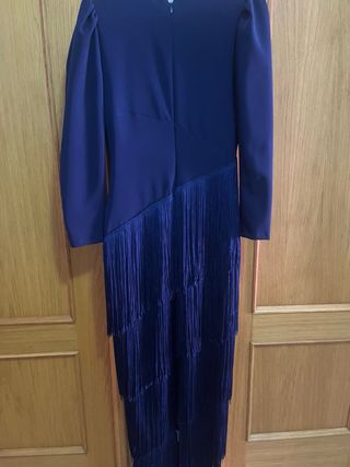 Vestido Fiesta Azul con flecos
