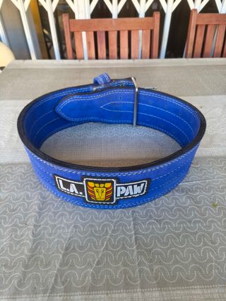 Cinturón levantamiento pesas LA. Paw azul