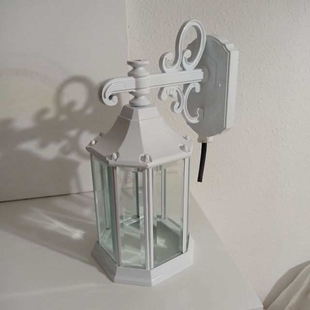 Farol de jardín blanco nuevo - Metal y cristal