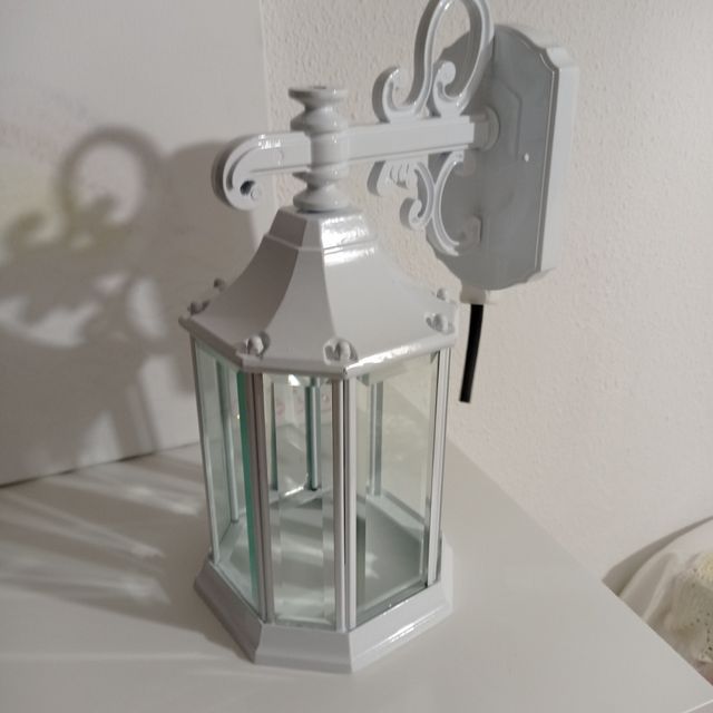 Farol de jardín blanco nuevo - Metal y cristal
