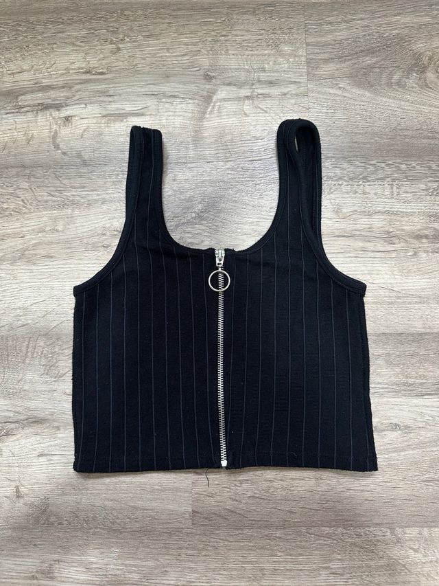 Top negro cremallera talla S