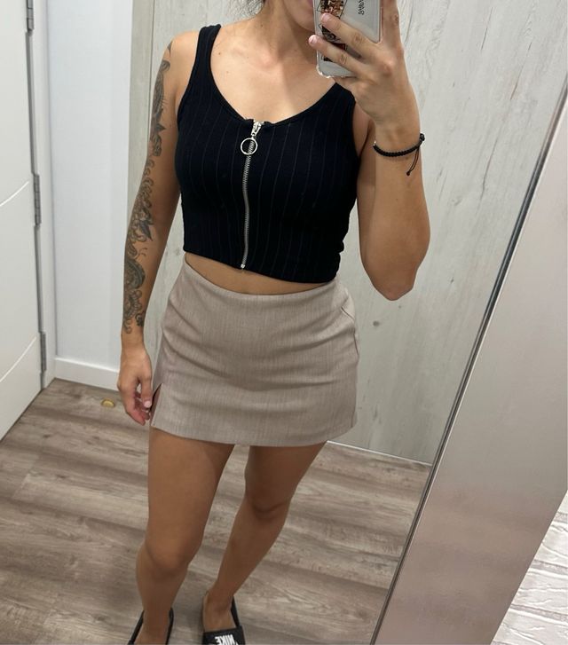 Top negro cremallera talla S