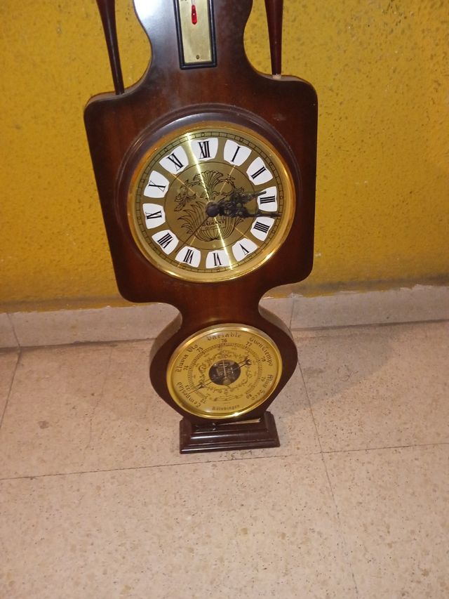 Relógio barómetro de madeira vintage
