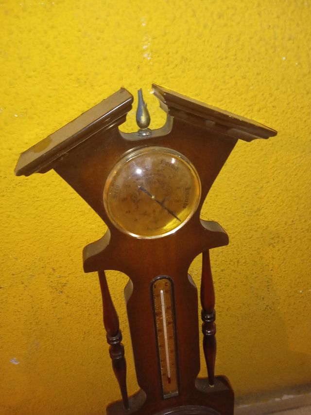 Relógio barómetro de madeira vintage
