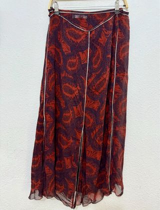 Falda midi Zara roja y marrón - Talla M