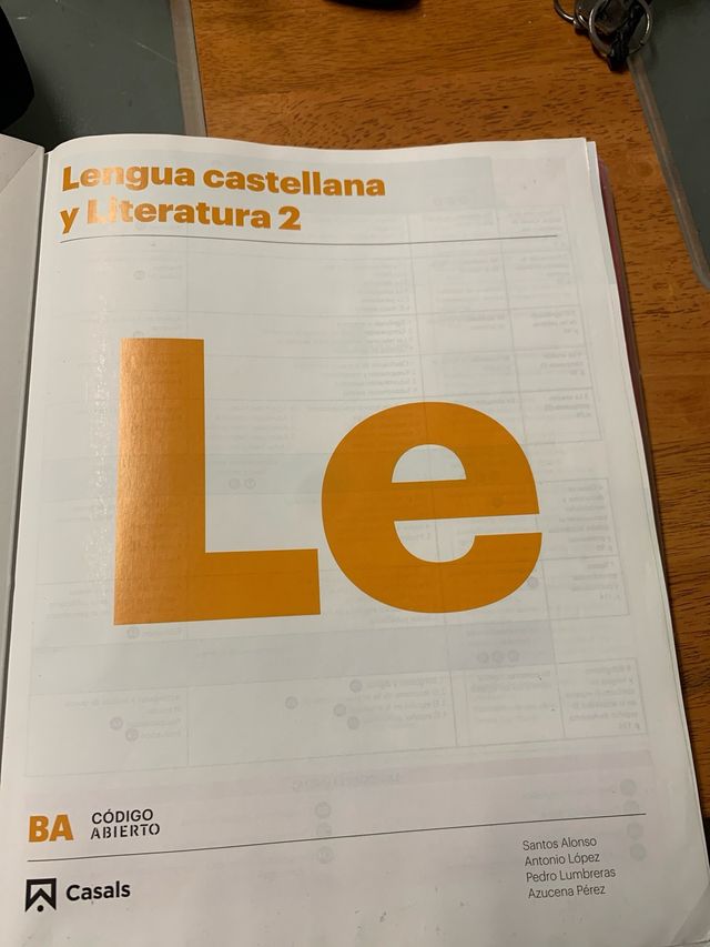Lengua castellana y Literatura 2 BA 2020