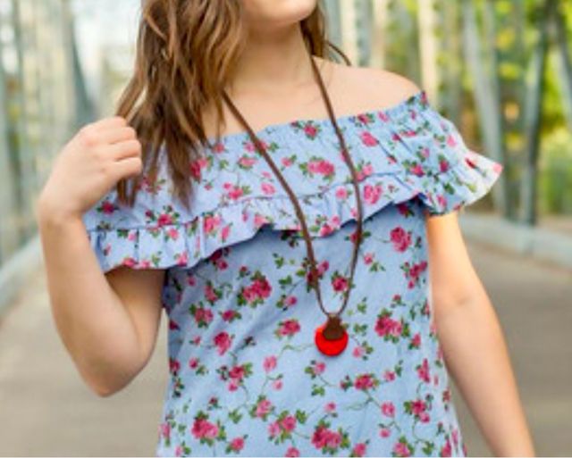 Vestido flores - azul, rojo