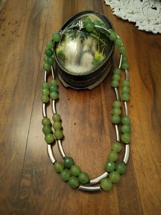 Collana Giada Imperiale Verde Argento