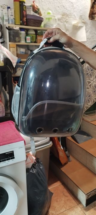 Mochila transporte gato transparente