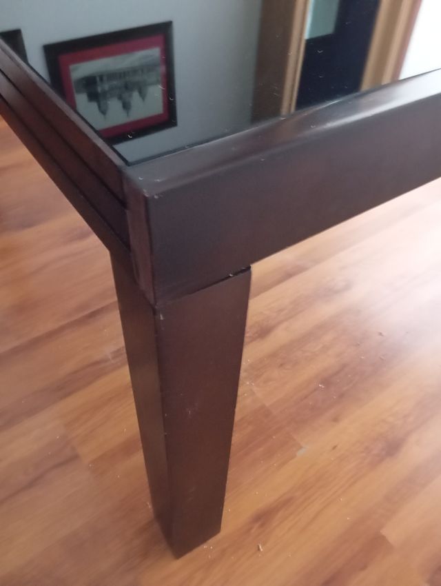 Mesa comedor madera y cristal, extensible