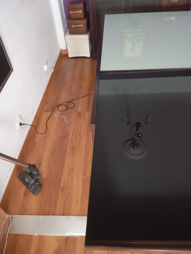 Mesa comedor madera y cristal, extensible