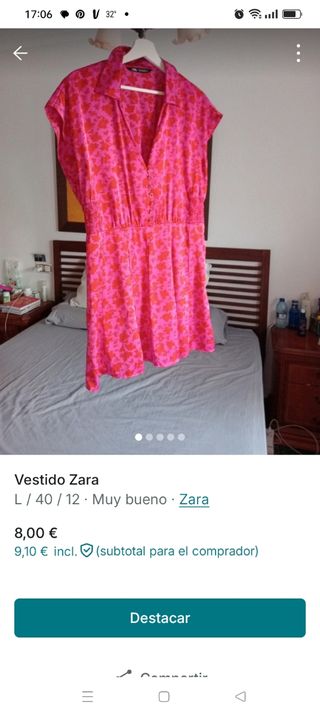 Vestido Zara rosa - Talla L