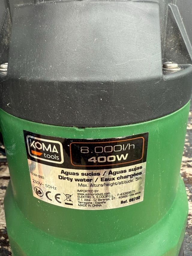 Bomba drenaje Koma 8000l/h 400W