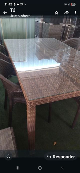 Mesa jardín - ratán marrón