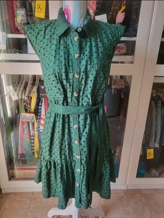 Vestido Cortefiel verde - Talla S