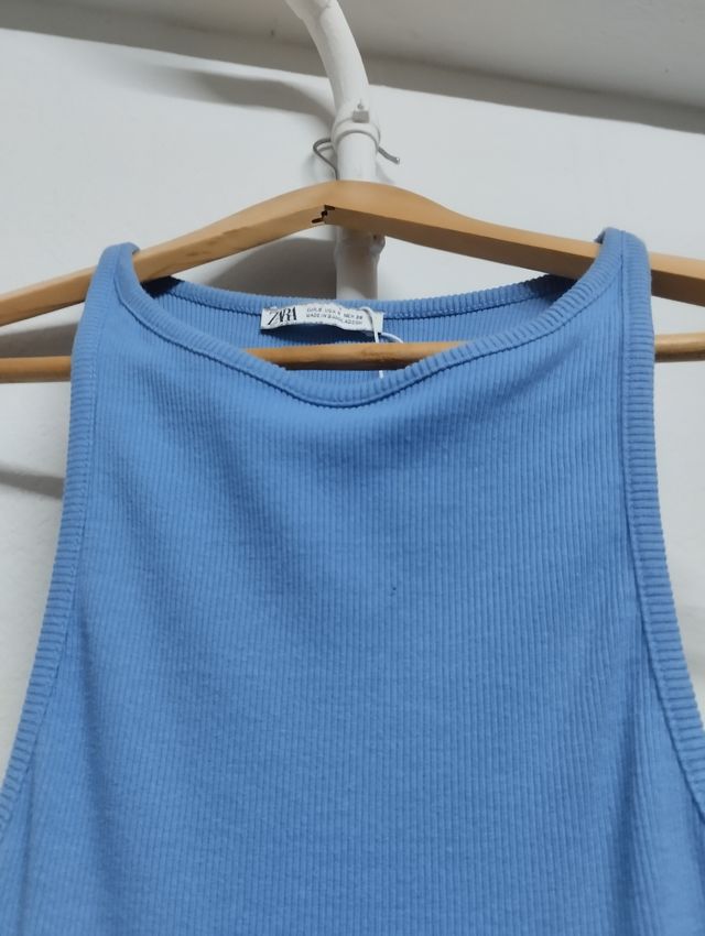 Vestido largo azul elástico ZARA