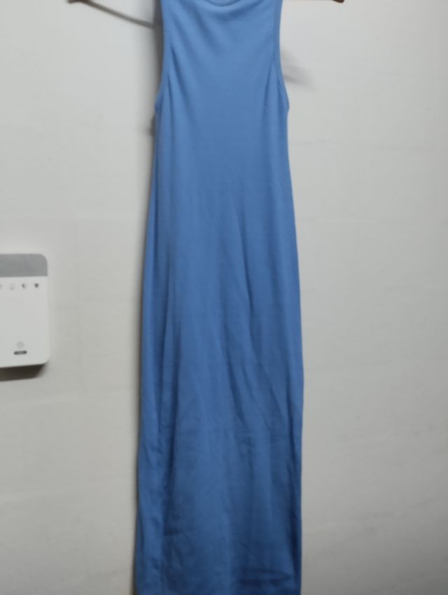 Vestido largo azul elástico ZARA