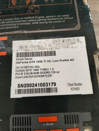 Tarjeta de video GIGABYTE GTX 1050
