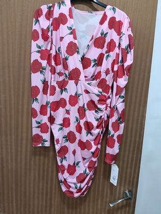Vestido mini rosa y rojo