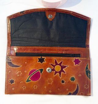 Cartera-billetera cuero estampada