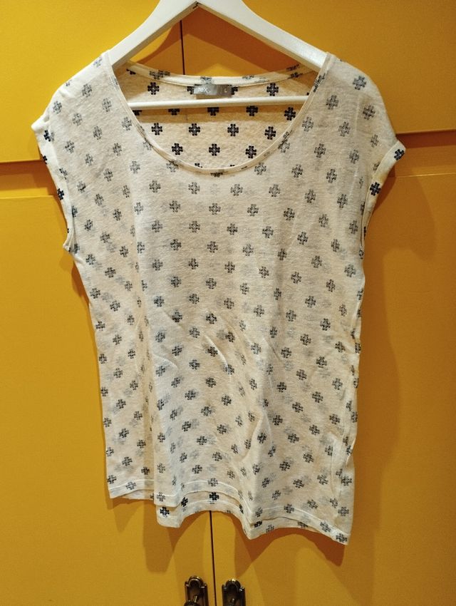 Camiseta TEX blanca y azul