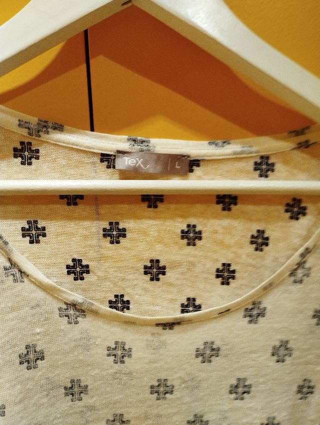 Camiseta TEX blanca y azul