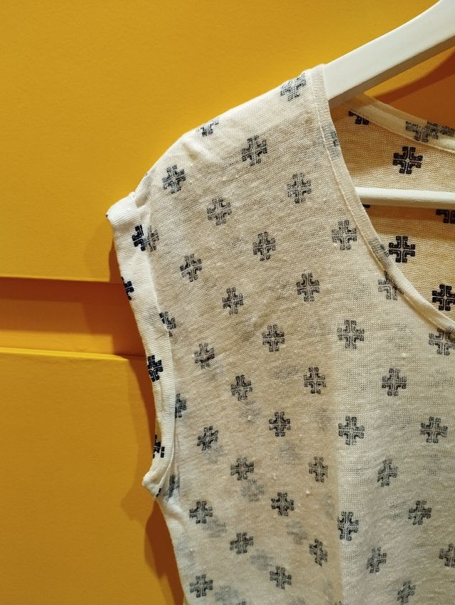 Camiseta TEX blanca y azul