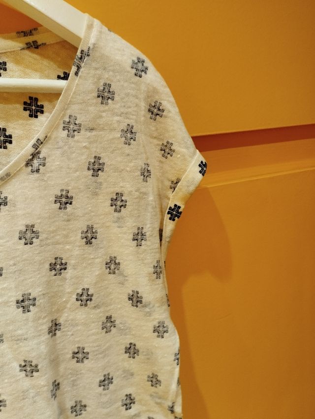 Camiseta TEX blanca y azul