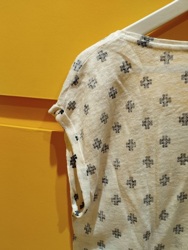 Camiseta TEX blanca y azul