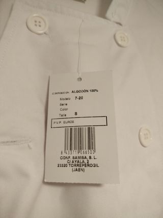 Chaqueta cocinero blanca - manga larga