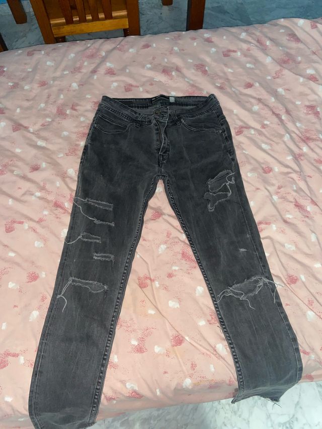 Jeans rotos negros - Hombre