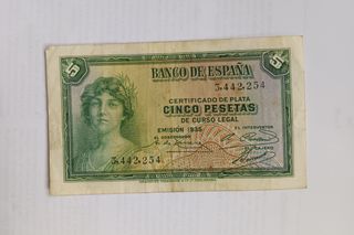 Billete 5 Pesetas España 1935