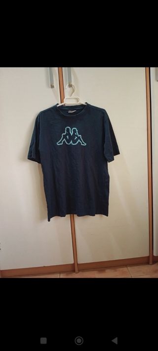 Camiseta Kappa M - Negra/Verde Agua