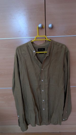 Camisa Massimo Dutti lino verde oliva