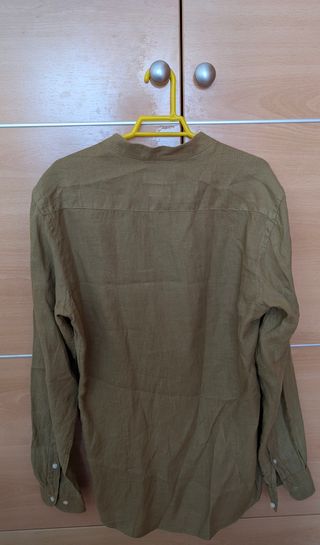 Camisa Massimo Dutti lino verde oliva