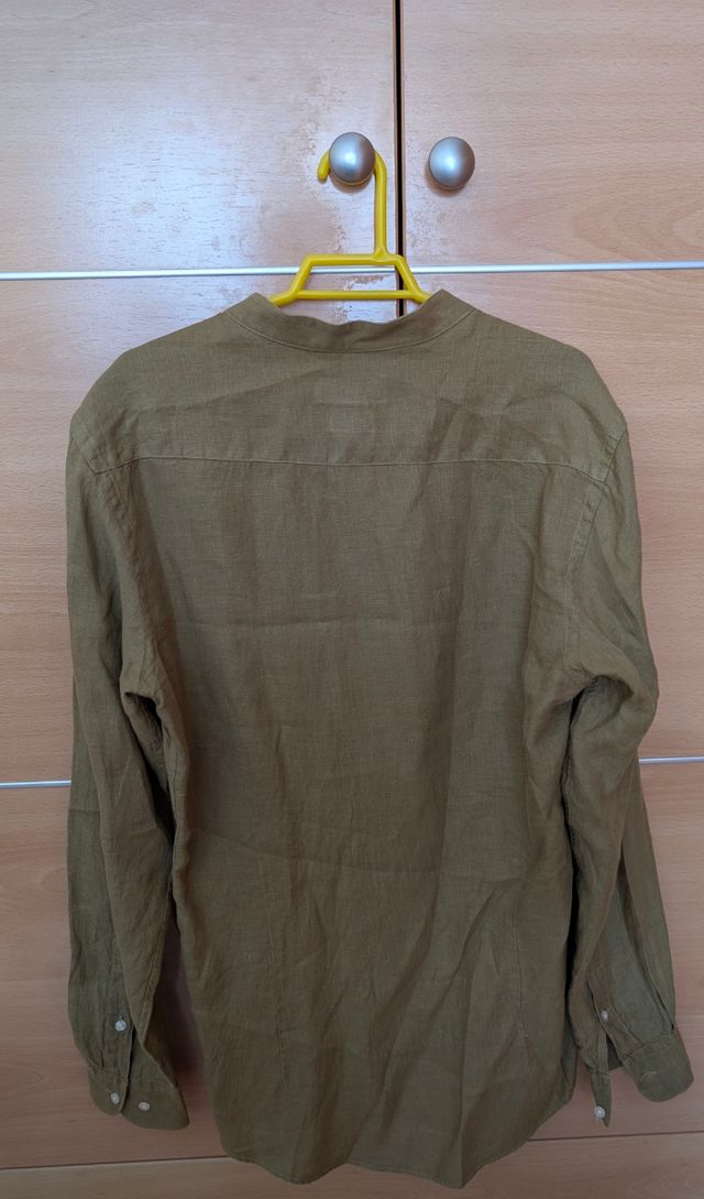 Camisa 100% lino Massimo Dutti verde oliva