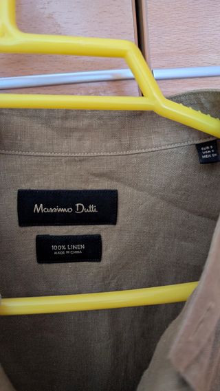 Camisa Massimo Dutti lino verde oliva