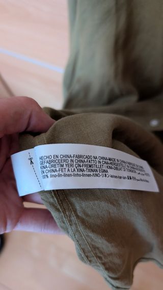 Camisa Massimo Dutti lino verde oliva