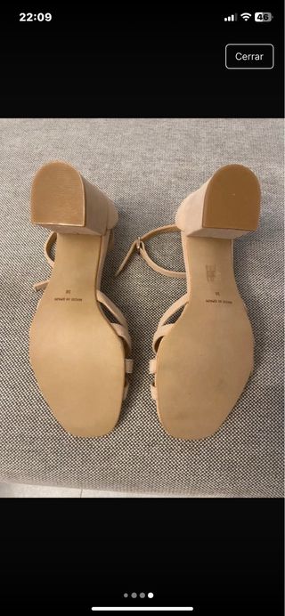 Sandalias tacón beige - talla 38